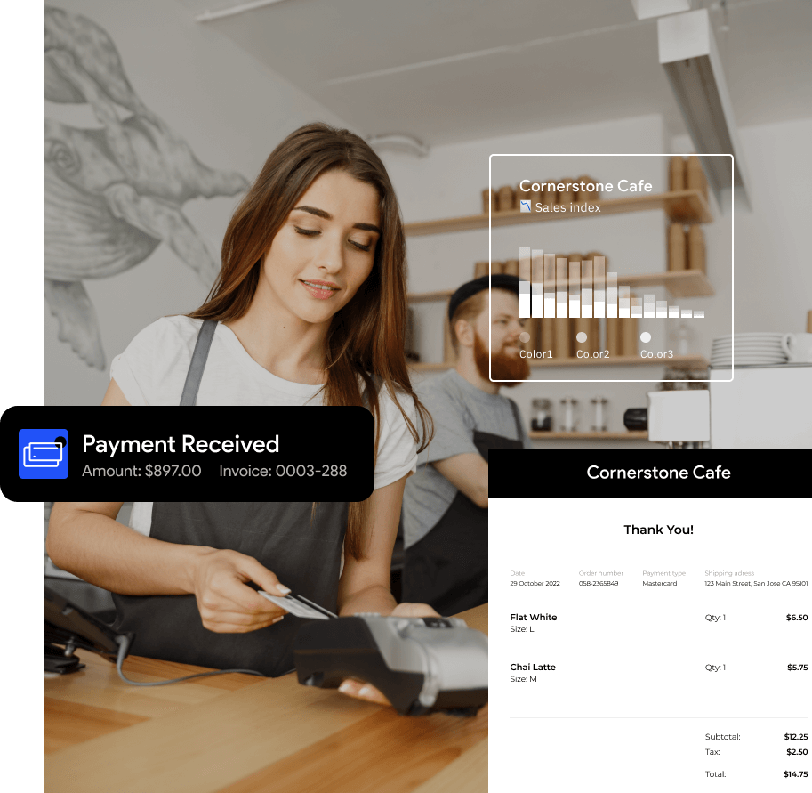 a small business taking a credit payment